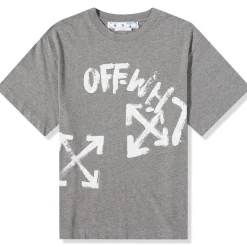 Off-White Paint Script Oversized Skate Grey T Shirt< T-shirts