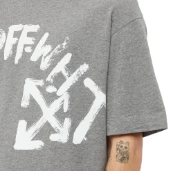 Off-White Paint Script Oversized Skate Grey T Shirt< T-shirts