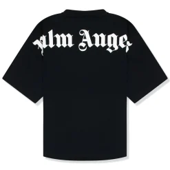 Palm Angels Logo Collar Back Black Oversized T Shirt< T-shirts