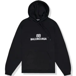 Balenciaga Preloved - BB Logo Pixel Oversized Black Hoodie< Sweatshirts & Hoodies