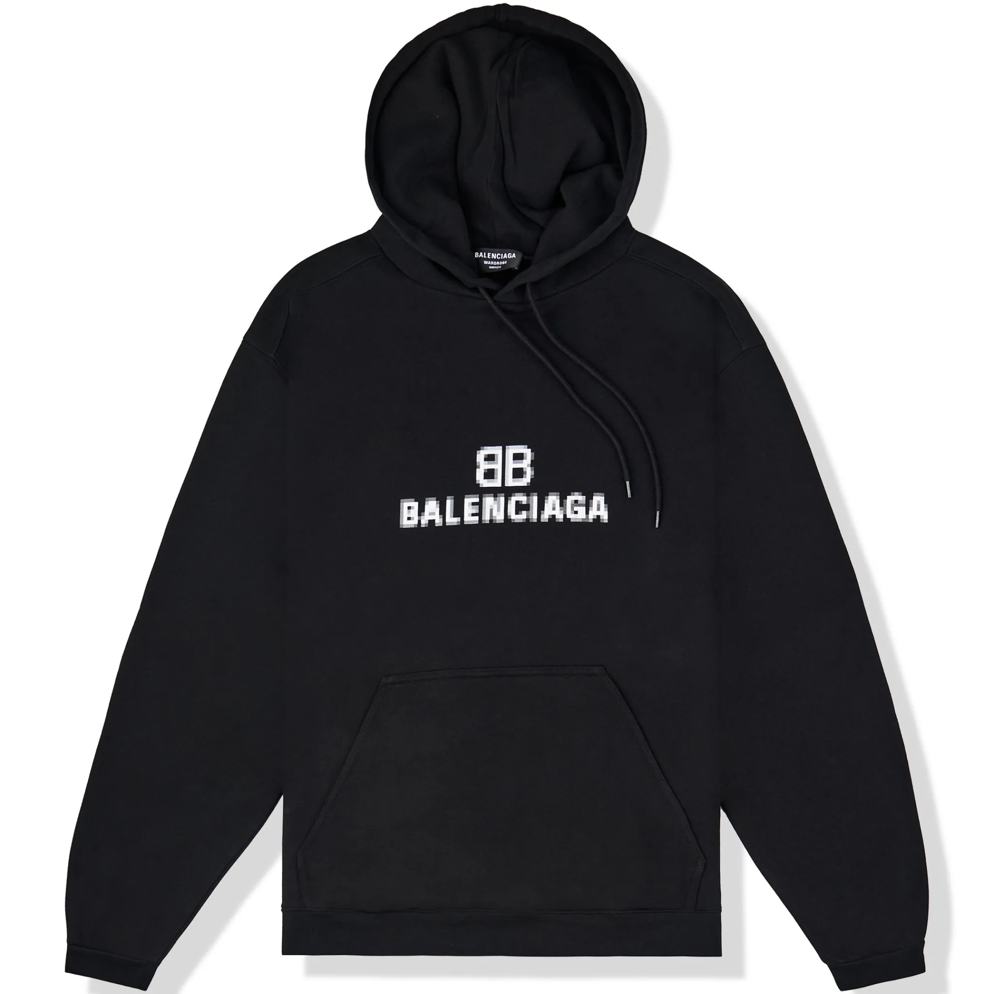 Balenciaga Preloved - BB Logo Pixel Oversized Black Hoodie< Sweatshirts & Hoodies