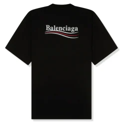 Balenciaga Preloved - Political Logo Embroidered Oversized Black T Shirt< T-shirts