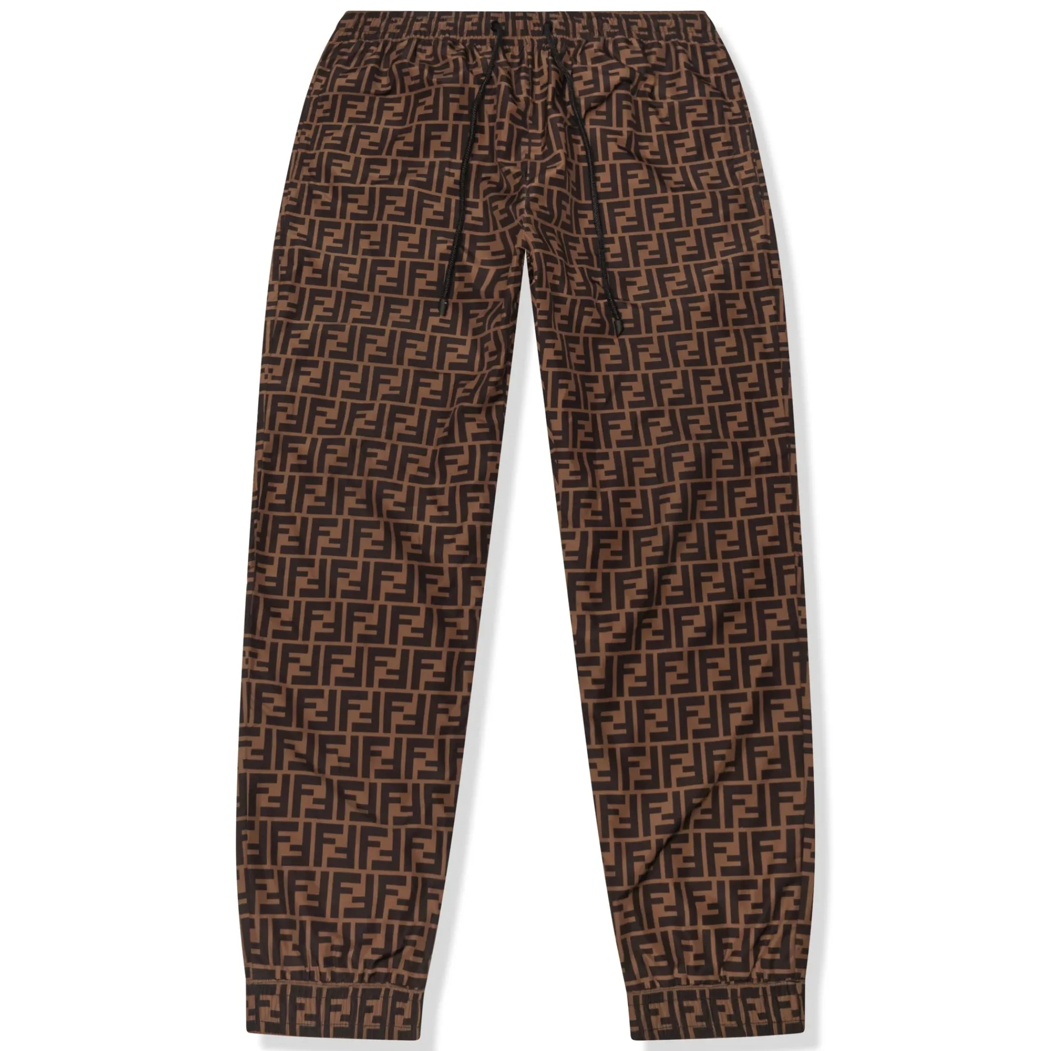 Fendi Preloved - FF Logo Brown Nylon Track Pants< Bottoms