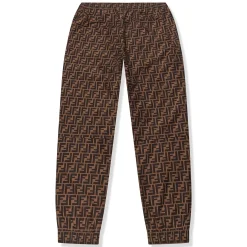 Fendi Preloved - FF Logo Brown Nylon Track Pants< Bottoms