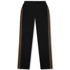 Fendi Preloved - FF Side Stripe Pintuck Black Sweatpants< Bottoms|Sweatpants