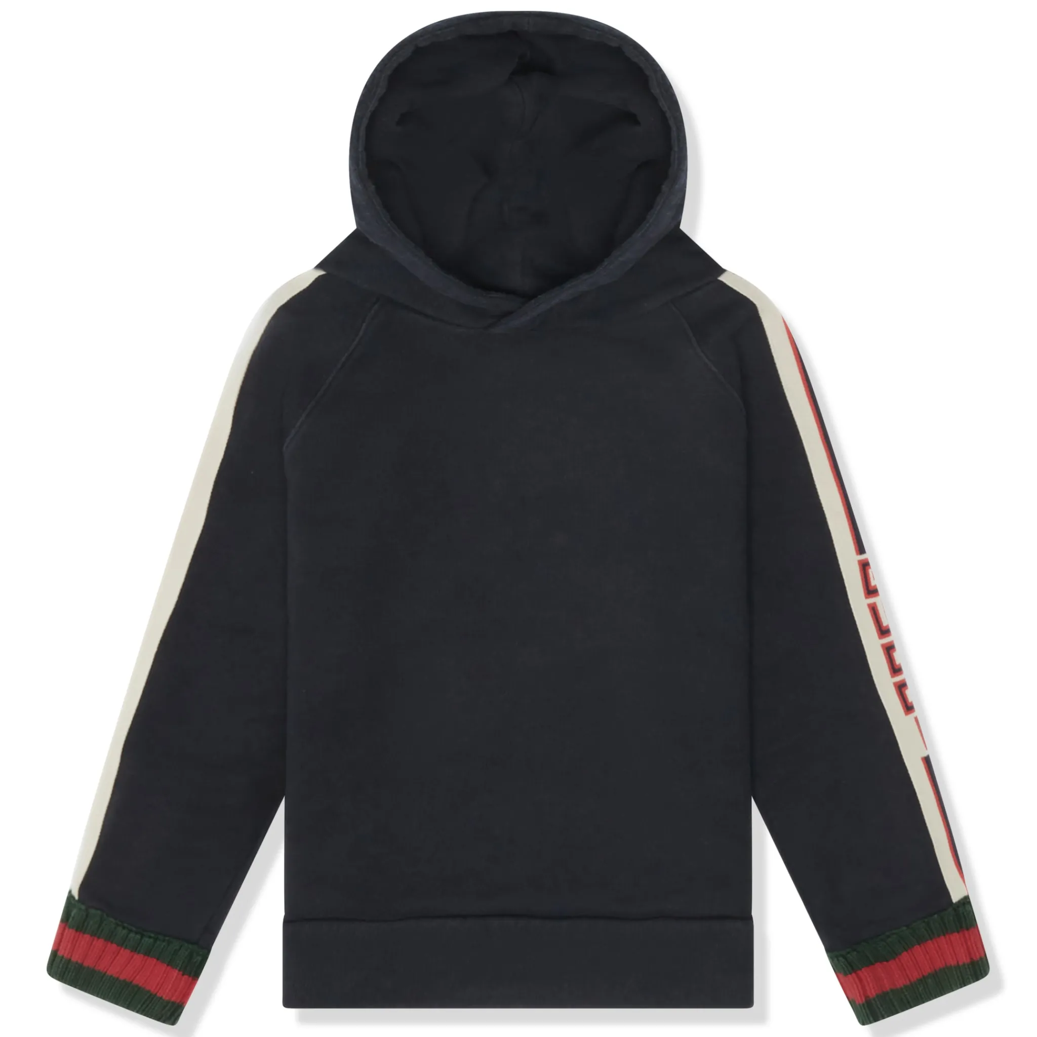 Gucci Preloved - Side Stripe Logo Cotton Blue Kids Hoodie< Sweatshirts & Hoodies