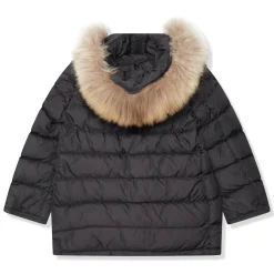 Moncler Preloved - Cluny Black Short Down 100% Real Fur Kids Parka Jacket< Coats & Jackets