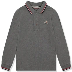 Moncler Preloved - Enfant Pique Cotton L/S Grey Polo Shirt< Polo Shirts