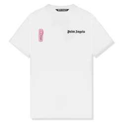Palm Angels Preloved - Basics White Pink Tag T Shirt< T-shirts
