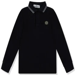 Stone Island Preloved - Junior Logo Compass Patch Navy Polo Shirt< Polo Shirts