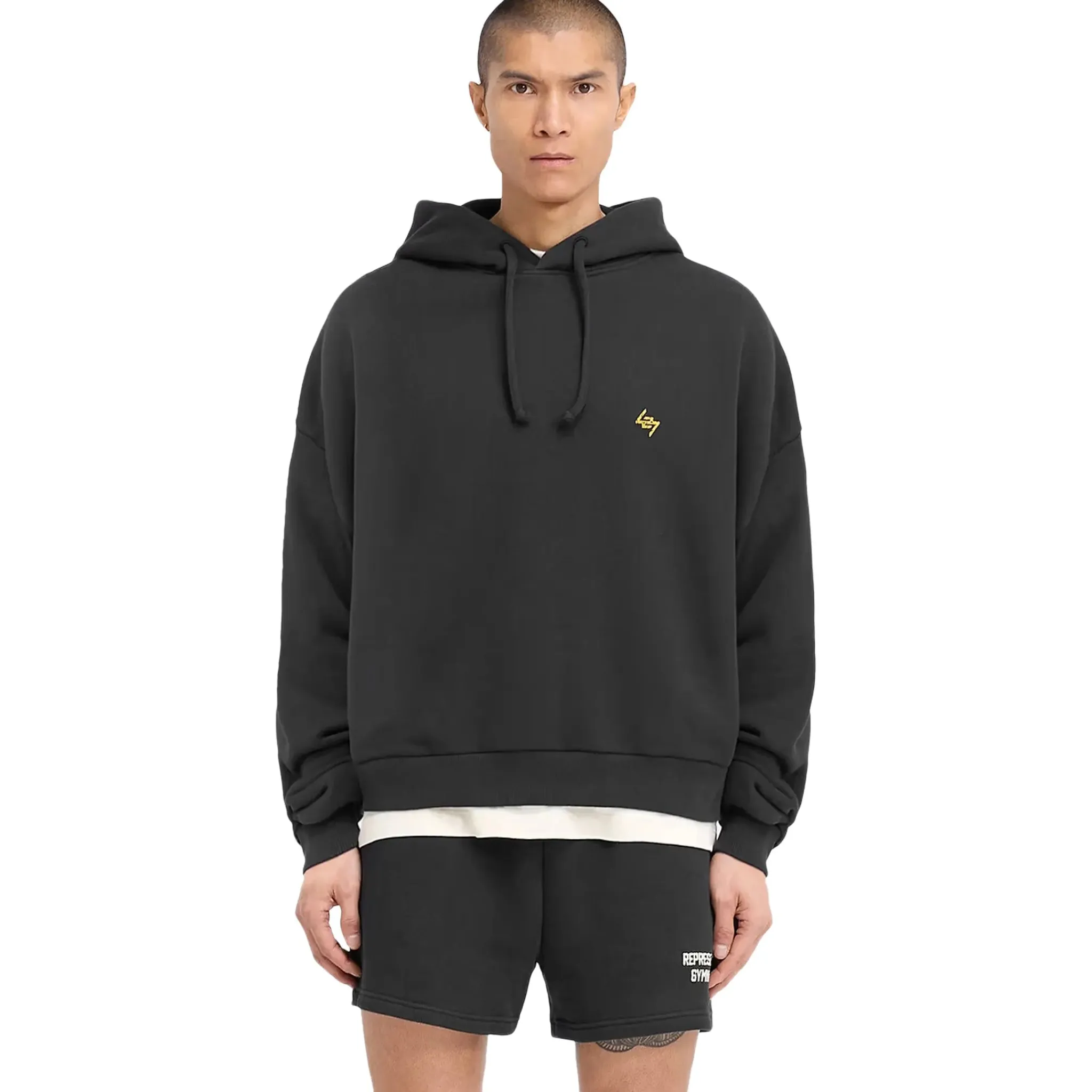 Represent 247 On His Shoulders Boxy Off Black Hoodie< Sweatshirts & Hoodies
