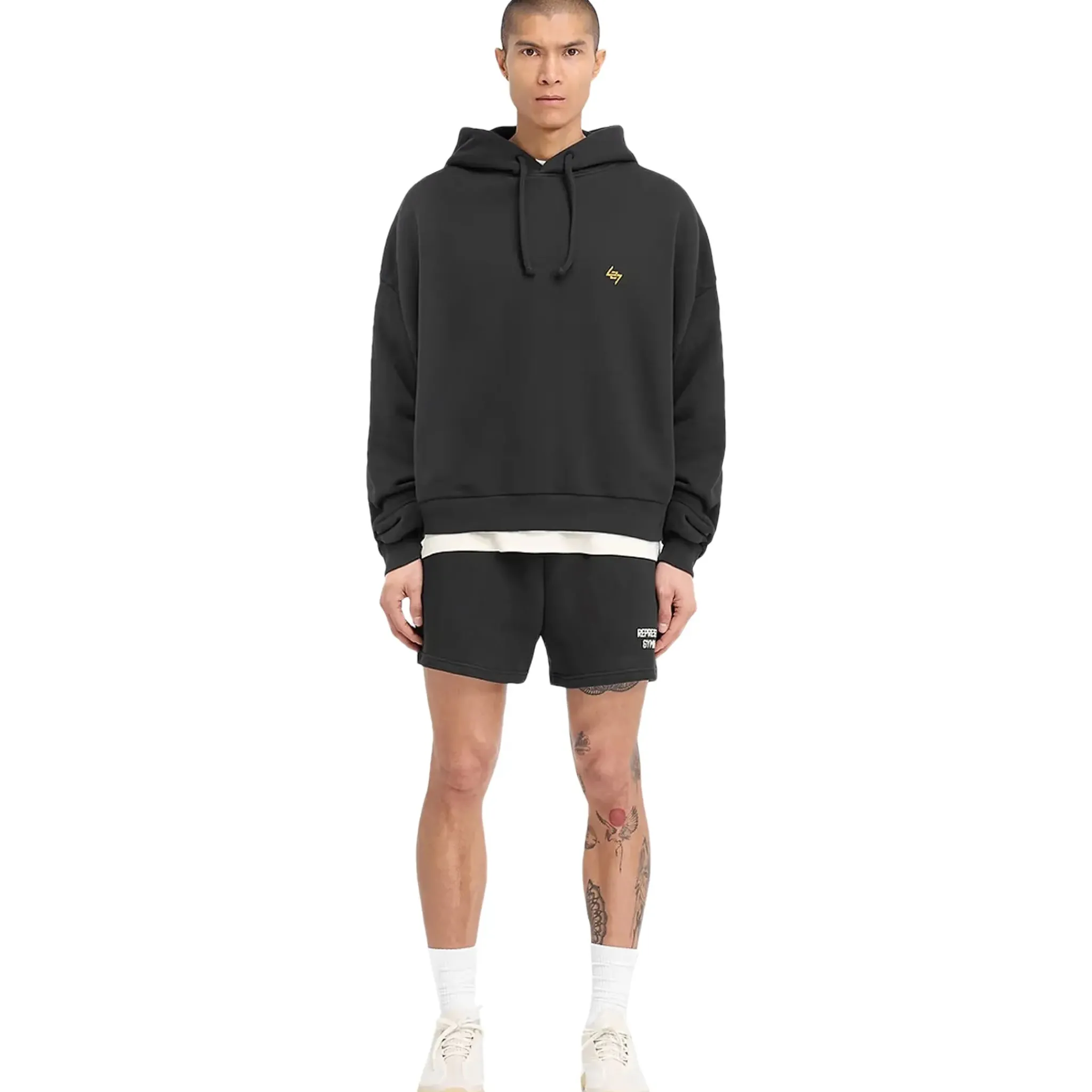 Represent 247 On His Shoulders Boxy Off Black Hoodie< Sweatshirts & Hoodies