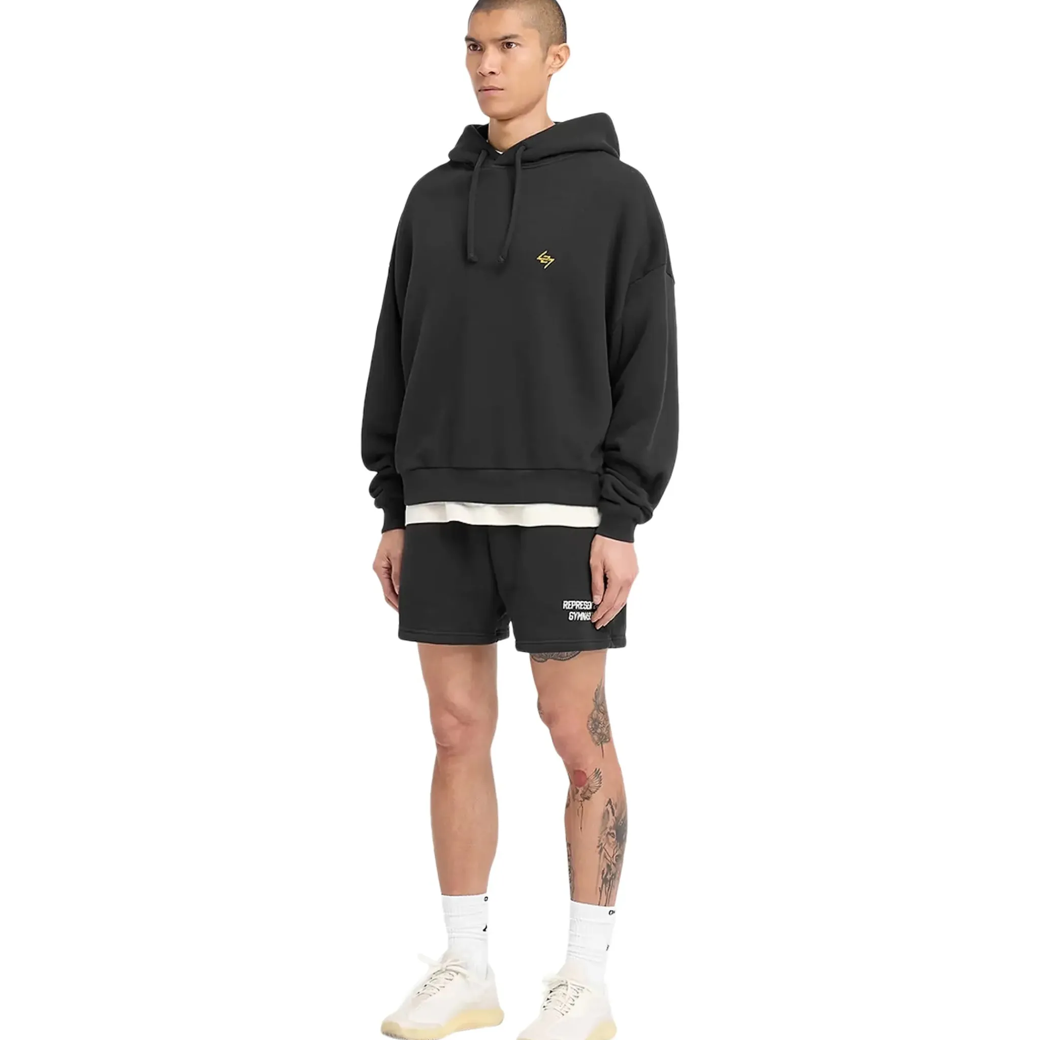 Represent 247 On His Shoulders Boxy Off Black Hoodie< Sweatshirts & Hoodies