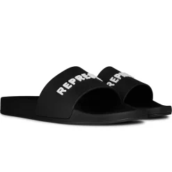 Represent Owners Club Black Pool Slides< Black Trainers|Sandals & Slides