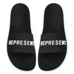 Represent Owners Club Black Pool Slides< Black Trainers|Sandals & Slides