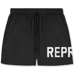 Represent Text Logo Black Swim Shorts< Swimwear|Shorts