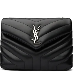 Saint Laurent LouLou Matelasse Leather Small Black Chain Shoulder Bag< Bags