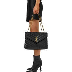 Saint Laurent Loulou Quilted Black Shoulder Bag< Cross Body Bags|Bags