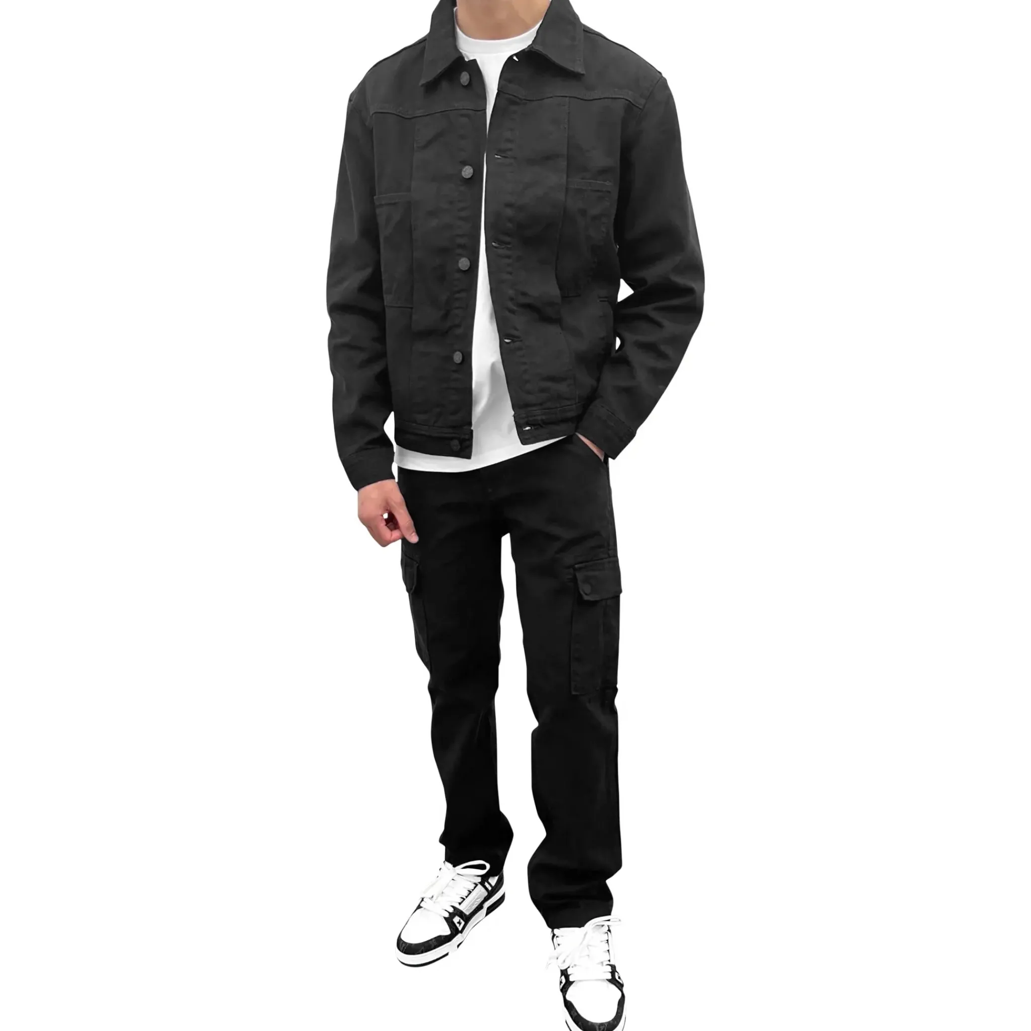 SIARR Black Denim Cargo Pants< Cargo Pants|Bottoms