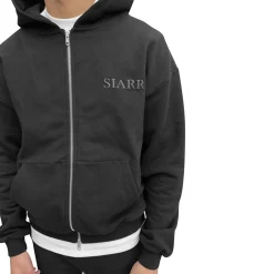 SIARR Black Zip-Up Hoodie< Sweatshirts & Hoodies