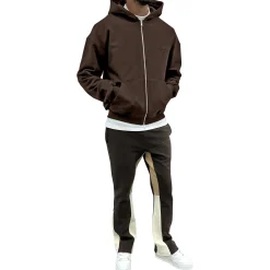 SIARR Brown Zip-Up Hoodie< Sweatshirts & Hoodies|Matching Sets