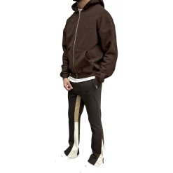 SIARR Brown Zip-Up Hoodie< Sweatshirts & Hoodies|Matching Sets