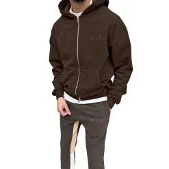 SIARR Brown Zip-Up Hoodie< Sweatshirts & Hoodies|Matching Sets
