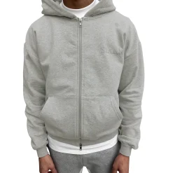 SIARR Light Grey Zip-Up Hoodie< Matching Sets|Sweatshirts & Hoodies