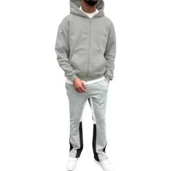 SIARR Light Grey Zip-Up Hoodie< Matching Sets|Sweatshirts & Hoodies