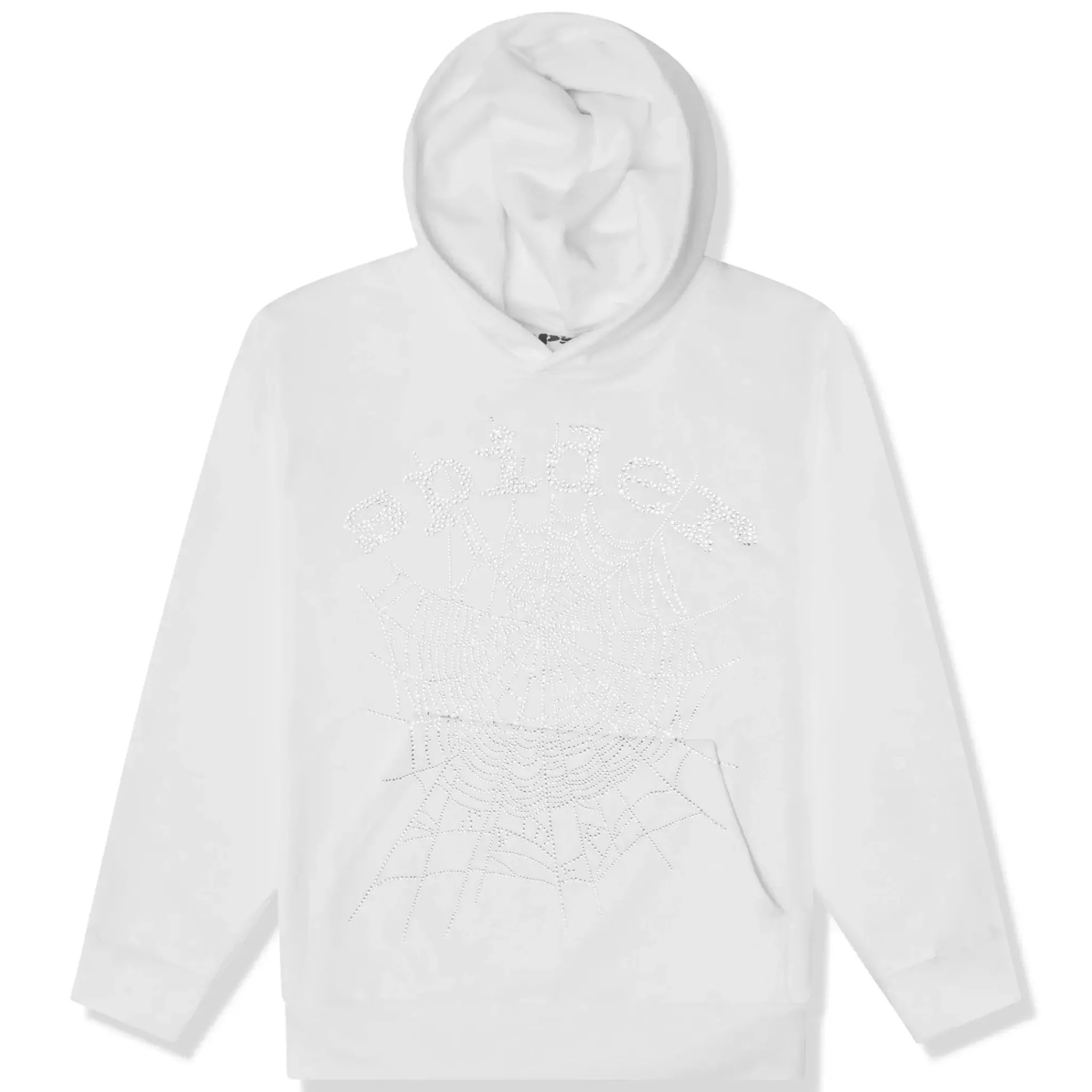 Sp5der OG Rhinestone Logo White Hoodie< Sweatshirts & Hoodies
