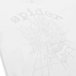 Sp5der OG Rhinestone Logo White Hoodie< Sweatshirts & Hoodies