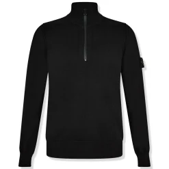Stone Island Quarter Zip Black Knit Sweatshirt< Sweatshirts & Hoodies