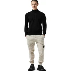 Stone Island Quarter Zip Black Knit Sweatshirt< Sweatshirts & Hoodies