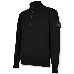 Stone Island Quarter Zip Black Knit Sweatshirt< Sweatshirts & Hoodies