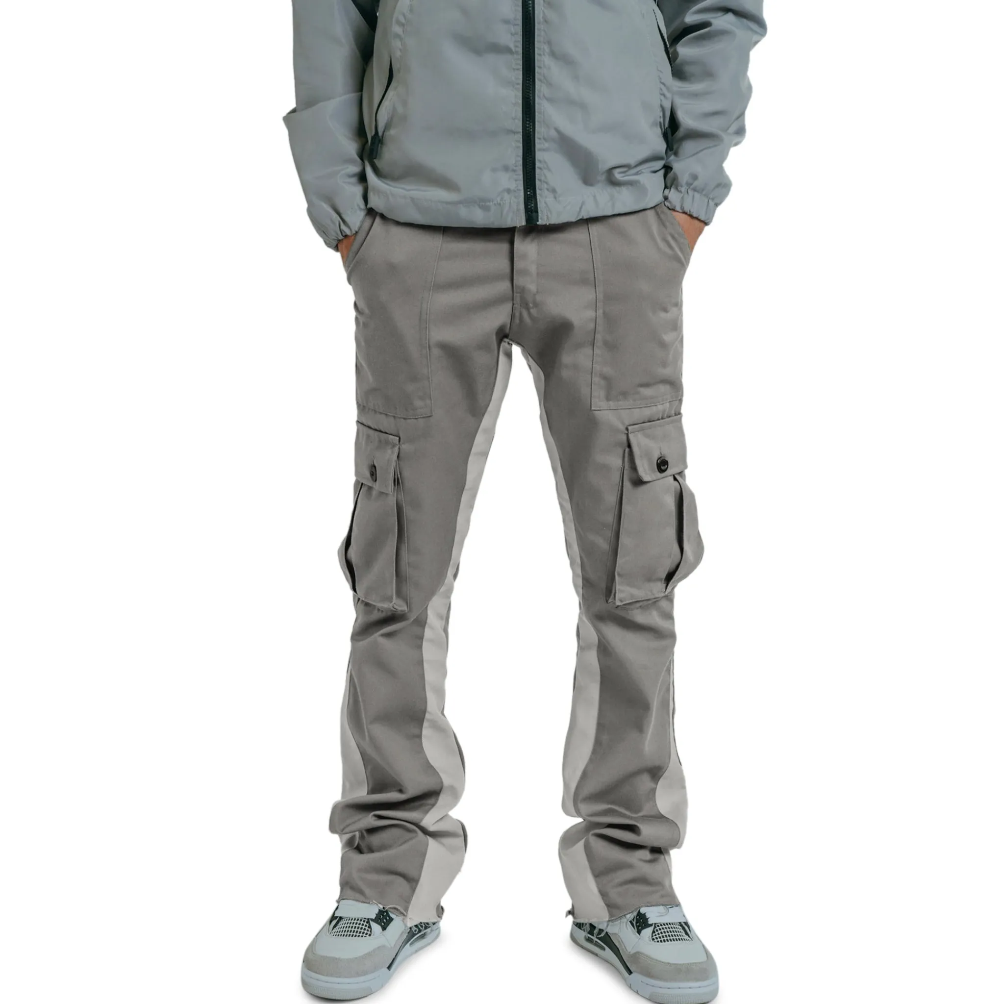 Suavo World Cargo Flare Trousers Grey< Cargo Pants|Bottoms