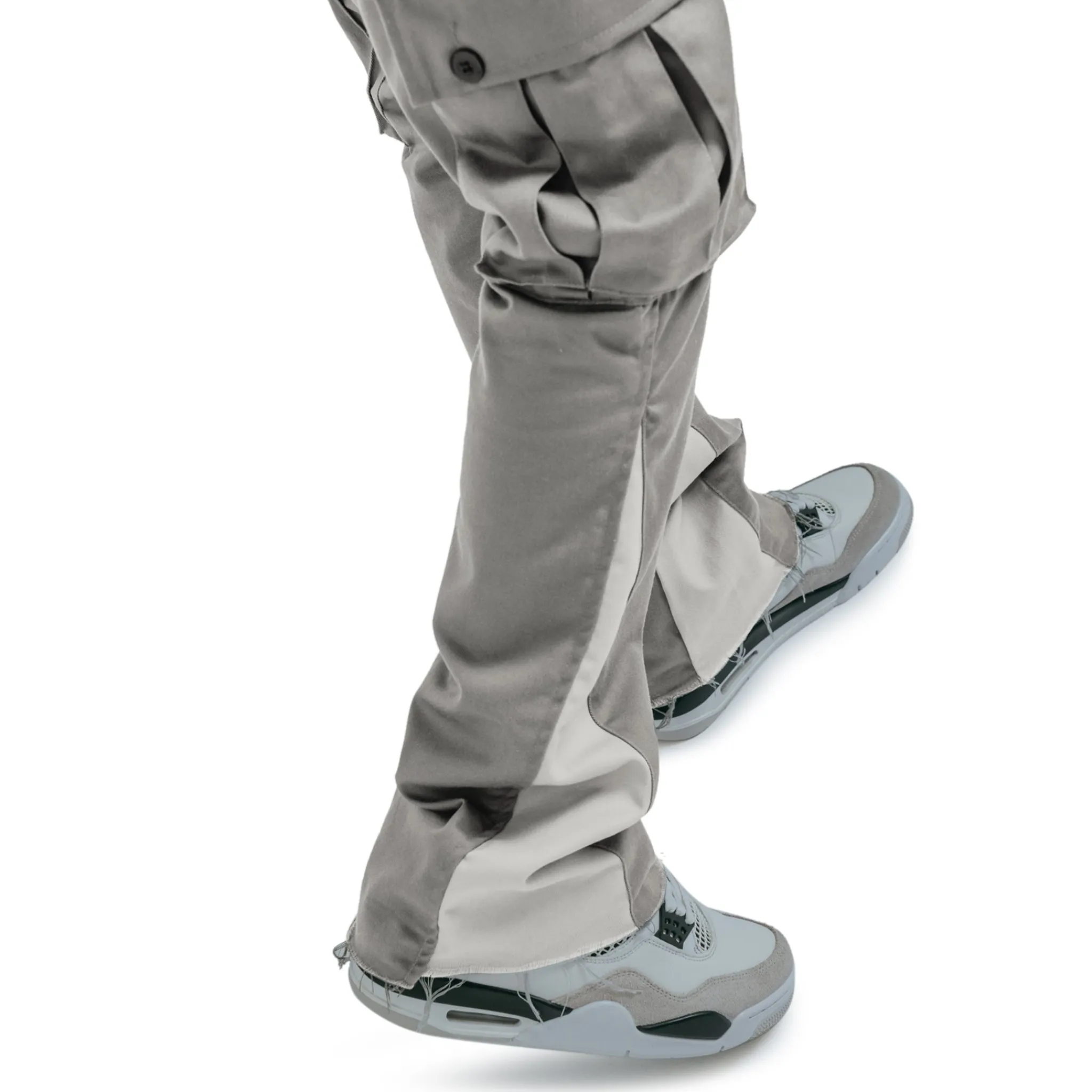 Suavo World Cargo Flare Trousers Grey< Cargo Pants|Bottoms