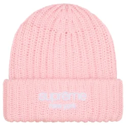 Supreme Classic Logo Chunky Ribbed Pink Beanie (FW24)< Hats & Caps