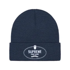 Supreme Crest Beanie Navy< Hats & Caps