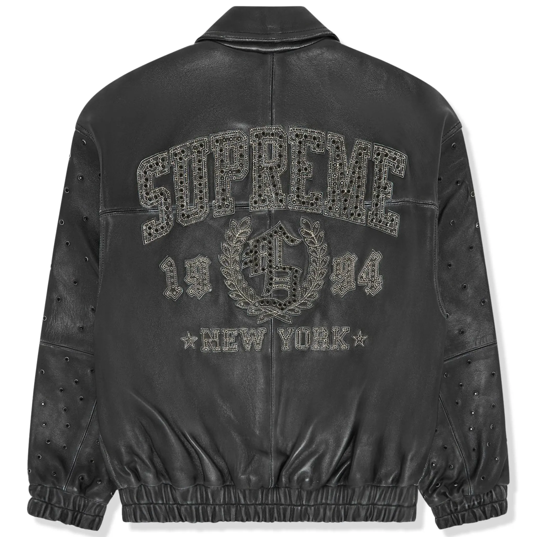 Supreme Gem Studded Black Leather Jacket< Coats & Jackets