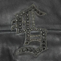 Supreme Gem Studded Black Leather Jacket< Coats & Jackets