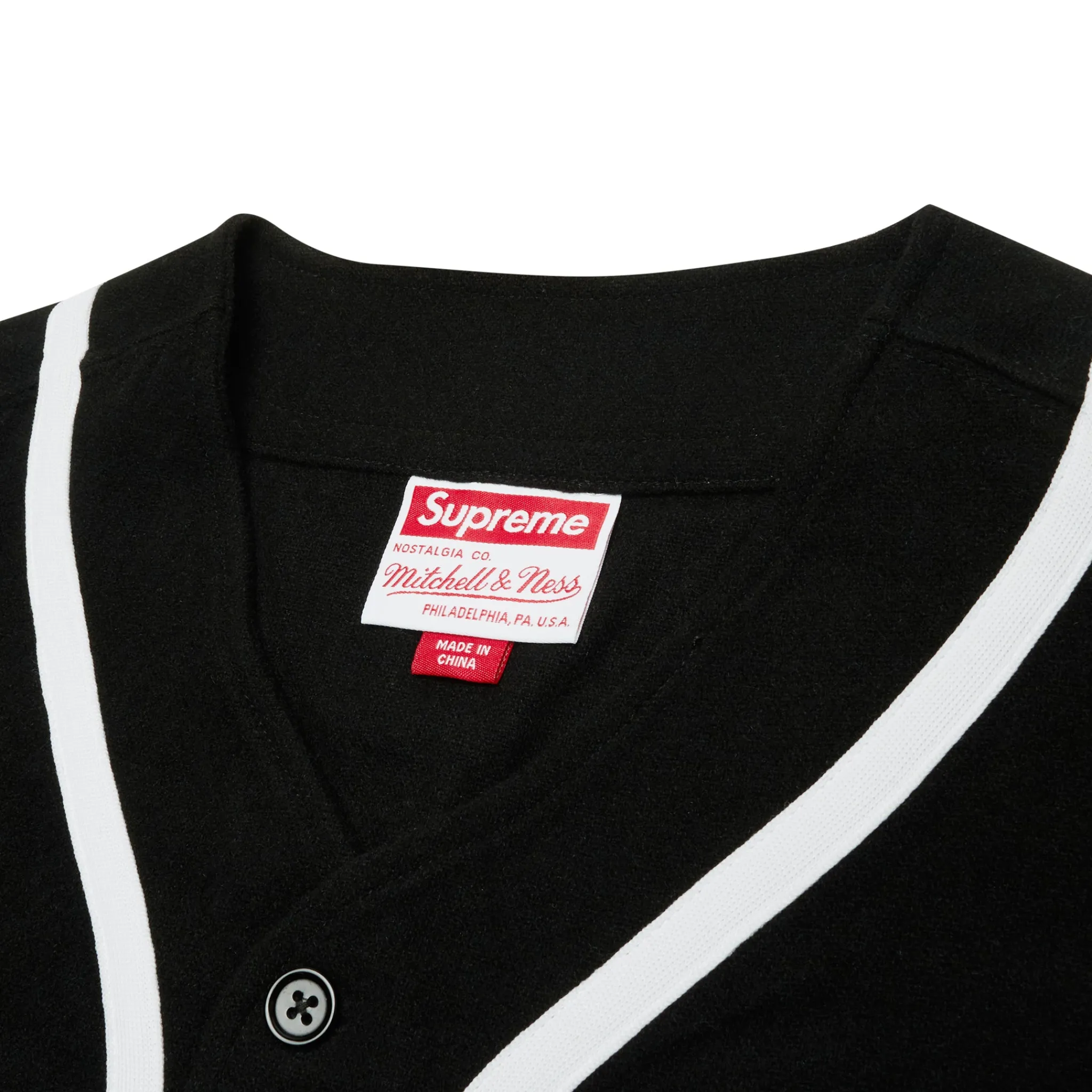 Supreme Mitchell & Ness Wool Black Baseball Jersey< T-shirts
