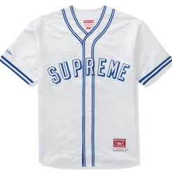 Supreme Mitchell & Ness Satin White Baseball Jersey< Shirts
