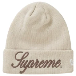 Supreme New Era Script Natural Beanie< Hats & Caps