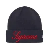 Supreme New Era Script Navy Beanie< Hats & Caps