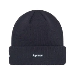 Supreme New Era Script Navy Beanie< Hats & Caps