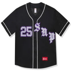 Supreme Old English Black Baseball Jersey< T-shirts