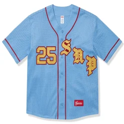 Supreme Old English Blue Baseball Jersey< T-shirts