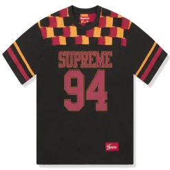 Supreme Patchwork Yoke Black Football T Shirt< T-shirts