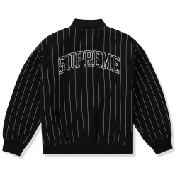 Supreme Pinstripe Black Varsity Jacket< Coats & Jackets