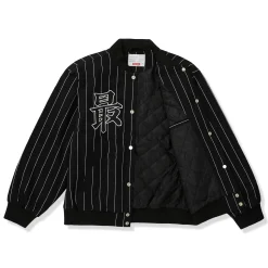 Supreme Pinstripe Black Varsity Jacket< Coats & Jackets